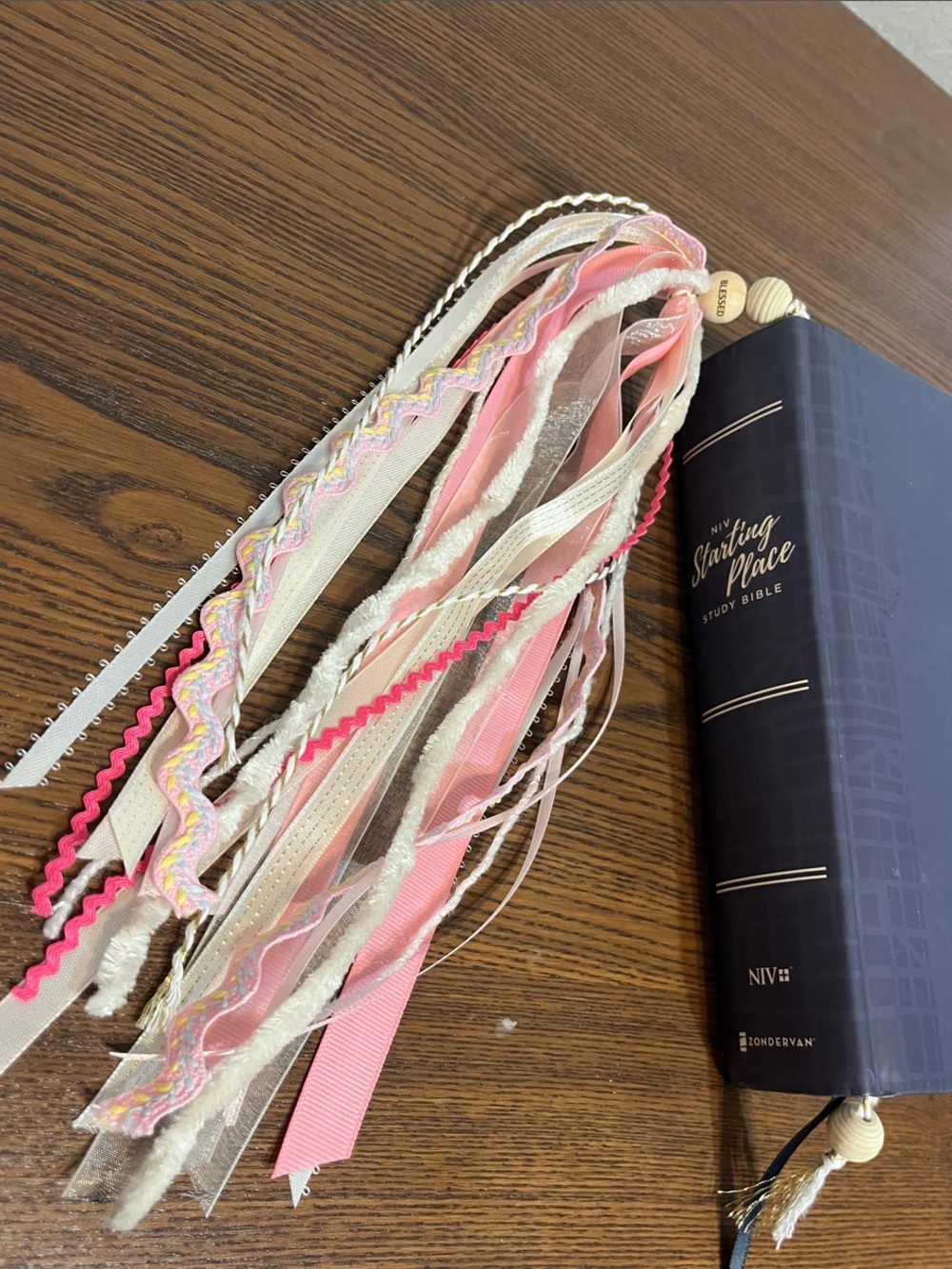Handcrafted Pink Ribbon Tassel Bookmark